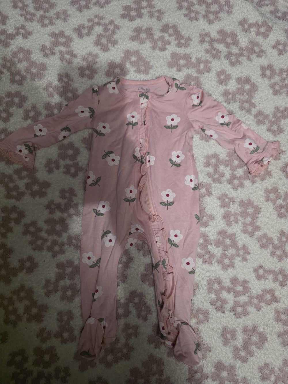 Little Me Pink Floral Footie One-Piece